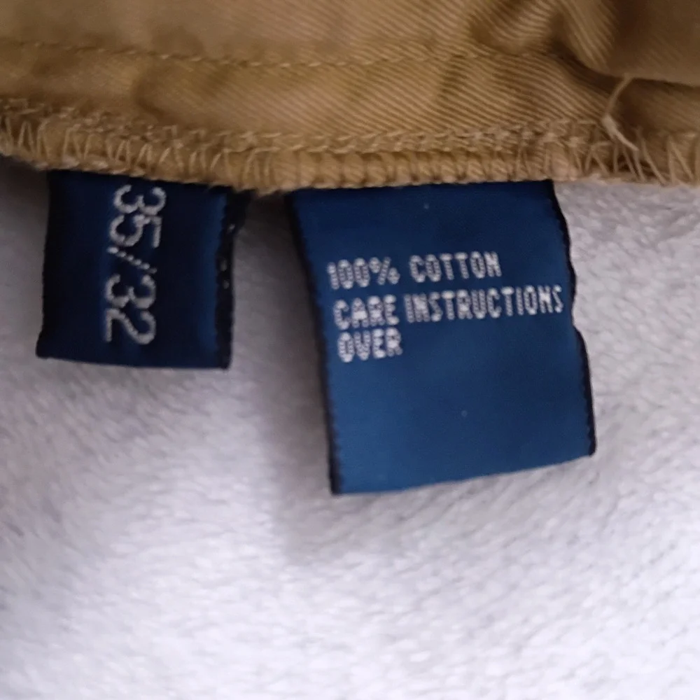 Polo Ralph Lauren Mens Chino Pants 35x32 Tan Khaki Straight Leg 100% Cotton